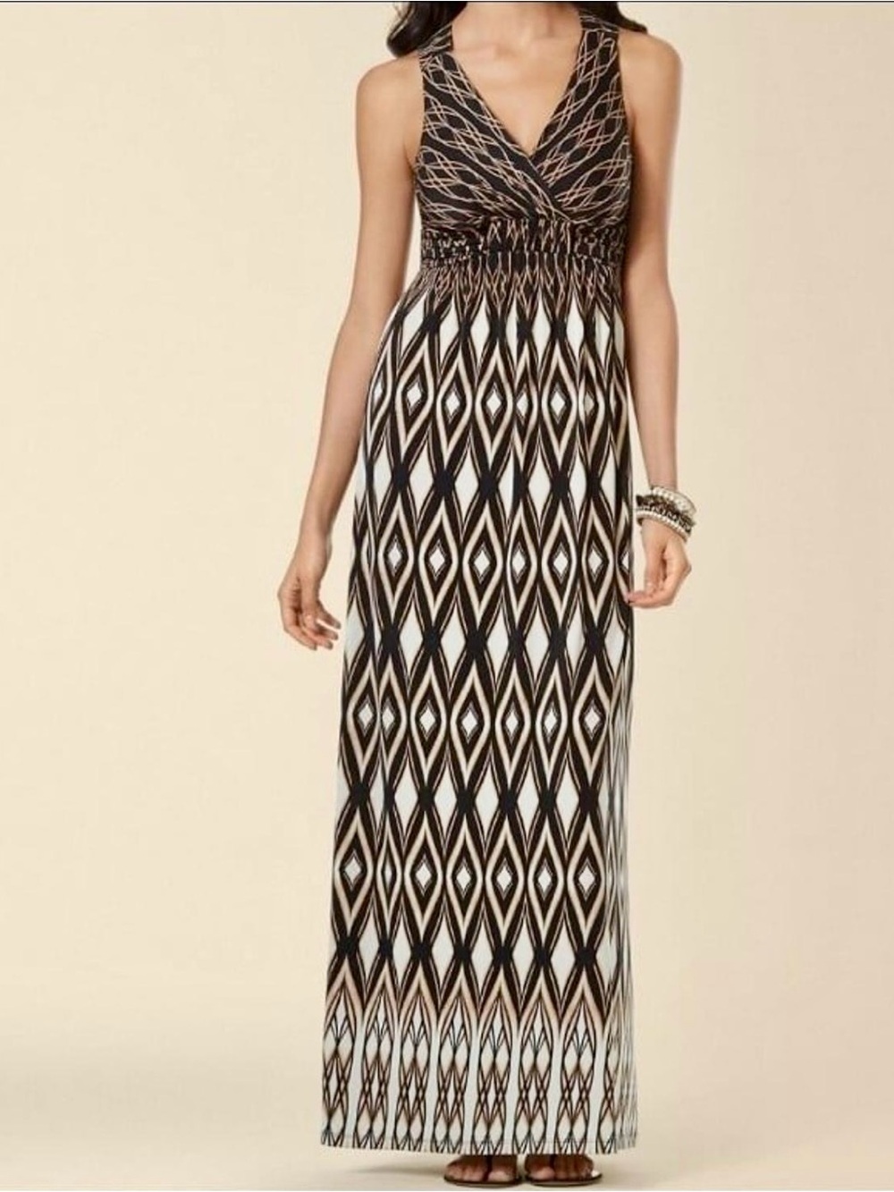 Soma V-Neck Cross Back Boho Maxi Dress with Pockets